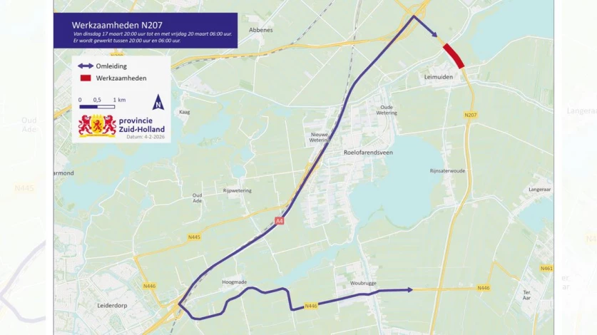 Werkzaamheden op busstrook, let op: omleiding op provinciale weg vanaf ...